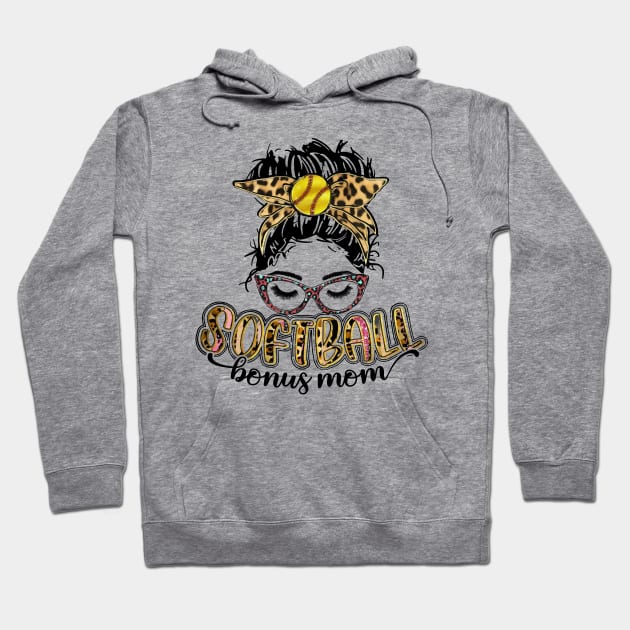 Softball Bonus Mom Leopard Hoodie by Wonder man 